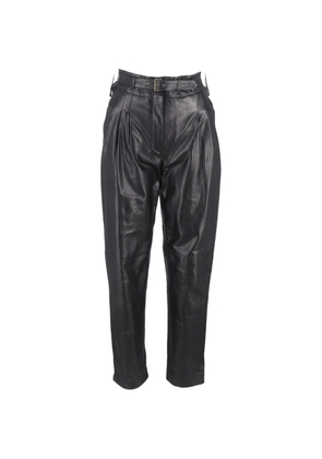Alberta Ferretti Vintage belted leather trousers - Black