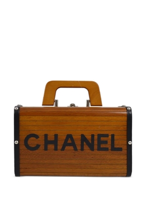 CHANEL Pre-Owned 1995 logo-print wood vanity bag - Brown