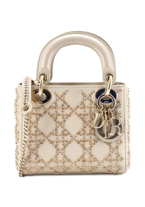 Christian Dior Pre-Owned Lady Dior Chain Bag Crystal Embellished Cannage Quilt Leather Mini satchel - Gold