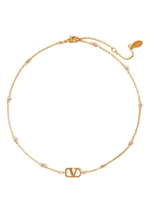 Valentino Garavani VLogo Signature crystal-embellished necklace - Gold