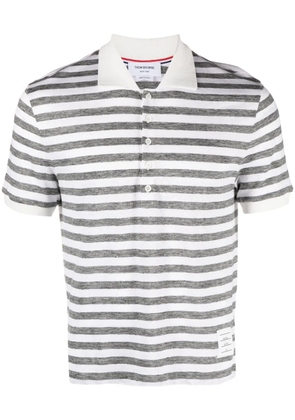 Thom Browne striped linen polo shirt - Grey