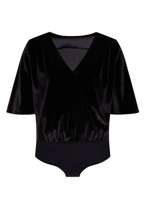 Undress Code Addicted To Love velvet wrap-neck bodysuit - Black