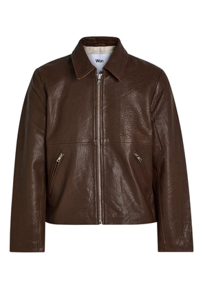 Won Hundred zip leather jacket - Brown