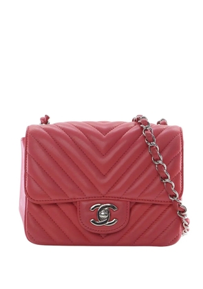 CHANEL Pre-Owned 2018-2019 Mini Square Classic Chevron Lambskin Single Flap crossbody bag - Pink