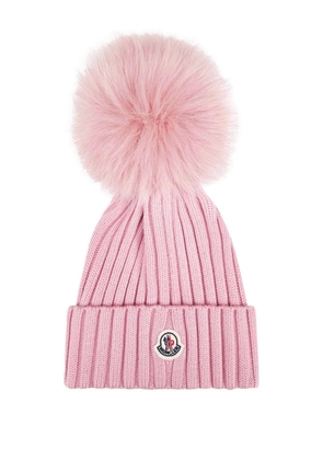 Moncler ribbed pom-pom beanie - Pink