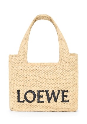 LOEWE Mini LOEWE Font Tote in raffia - Neutrals