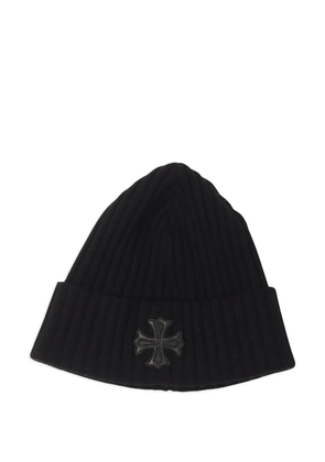 Chrome Hearts leather-patch beanie hat - Black
