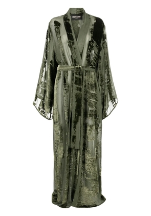 Roberto Cavalli panelled velvet robe coat - Green