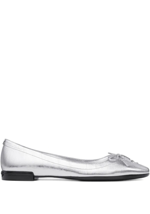 Jimmy Choo Scarlett lace-up bow ballerina flats - Silver