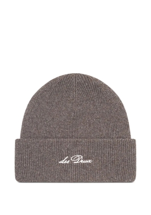 Les Deux ribbed embroidered-logo beanie - Grey