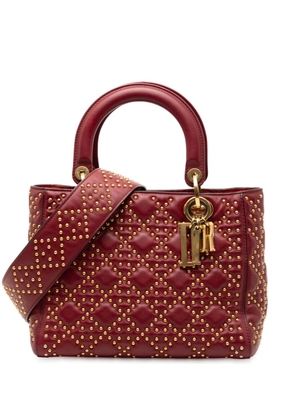 Christian Dior Pre-Owned 2017 Medium Lambskin Cannage Studded Supple Lady Dior satchel - Red