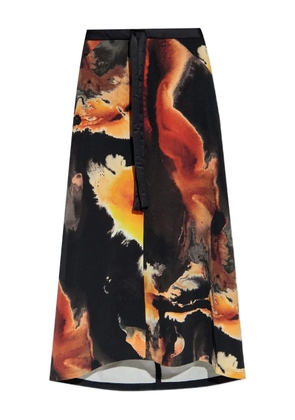 Y-3 abstract-print long skirt - Black