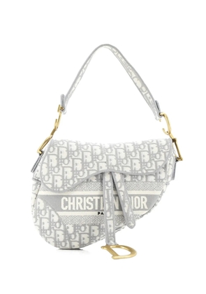 Christian Dior Pre-Owned Saddle Handbag Logo Embroidered Oblique Canvas Medium shoulder bag - Grey