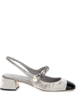 Miu Miu 35mm velvet slingback pumps - Silver