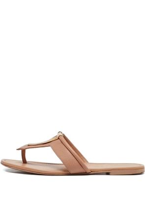 Saint Laurent Pre-Owned leather y motif thong flats - Neutrals