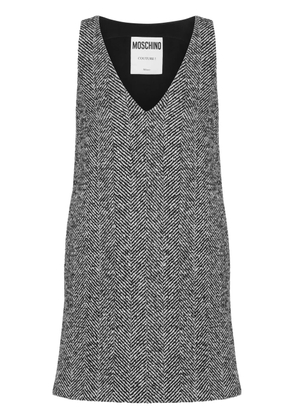 Moschino V-neck herringbone-pattern dress - Grey