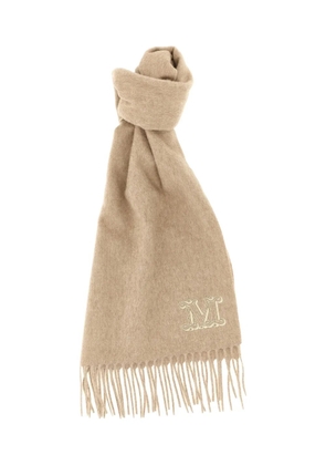 Max Mara logo-detail fringed stole - Neutrals
