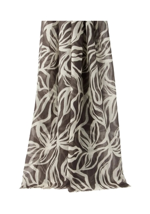 Brunello Cucinelli floral-print scarf - Brown