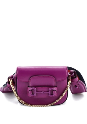 Gucci Pre-Owned Horsebit 1955 Shoulder Bag Leather Super Mini crossbody bag - Purple