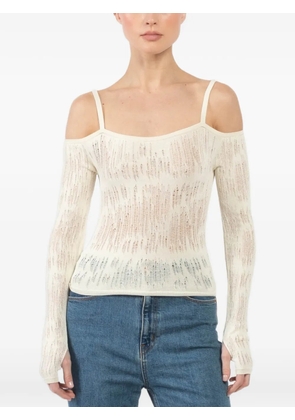 Isabel Benenato lace strap blouse - White