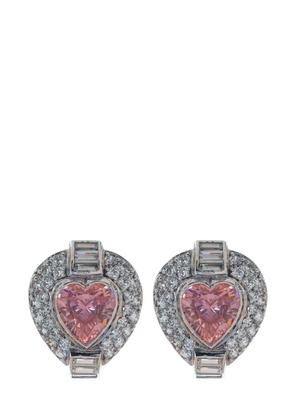 Fantasia by Deserio 14kt white gold heart stud earrings