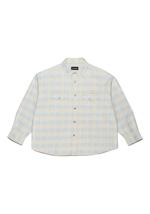 Mainless flap pockets plaid shirt - Blue