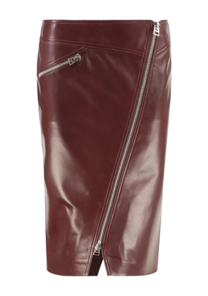 TOM FORD zip-pocket leather skirt - Red