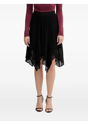Sisley lace-trim asymmetric midi skirt - Black
