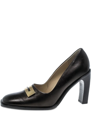 Gucci Pre-Owned 95mm leather square toe pumps - Black