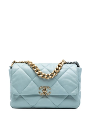 CHANEL Pre-Owned 2021-2025 Large Lambskin 19 Flap satchel - Blue