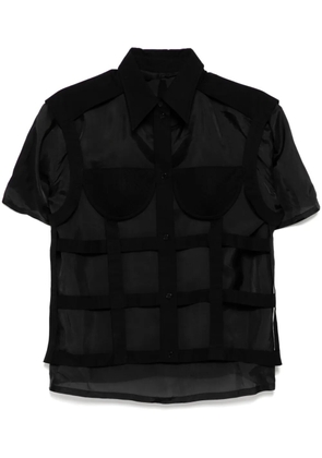 pushBUTTON bra net layered shirt - Black