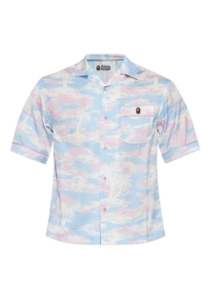 A BATHING APE® palm-tree print shirt - Blue