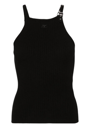 Courrèges buckle-detail ribbed tank top - Black