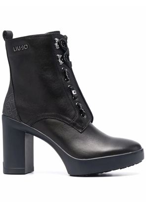 LIU JO zip-up heeled leather boots - Black