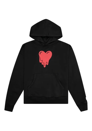 Emotionally Unavailable melting-heart logo hoodie - Black