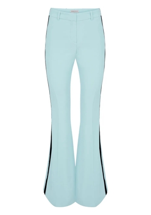 Nina Ricci velvet-trim flared trousers - Blue