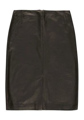 Bally leather split-front mid straight skirt - Black