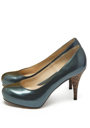 Fendi Pre-Owned platform logo-pattern pumps - Blue