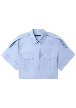 Juun.J cropped oversize-epaulette shirt - Blue