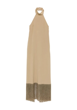 Taller Marmo fringed-trim halterneck maxi dress - Neutrals