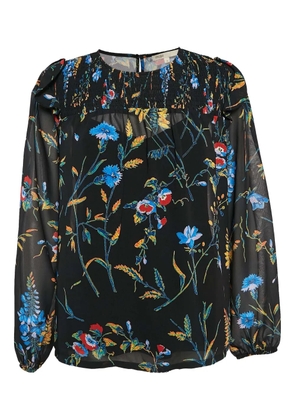 Maje pre-owned floral-print smocked blouse - Black