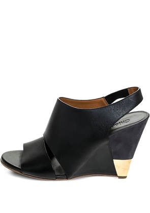 Chloé Pre-Owned 105mm Eliza wedged-heel slingback sandals - Black