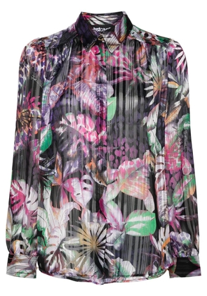 Just Cavalli foliage-print metallic shirt - Purple
