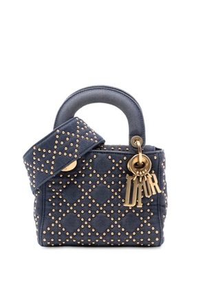 Christian Dior Pre-Owned 2017 Mini Denim Cannage Studded Supple Lady Dior satchel - Blue
