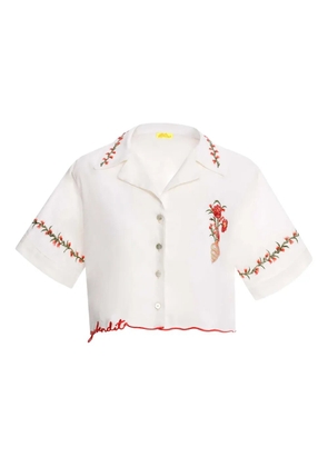 Agua By Agua Bendita Itsy floral-embroidered scalloped top - White