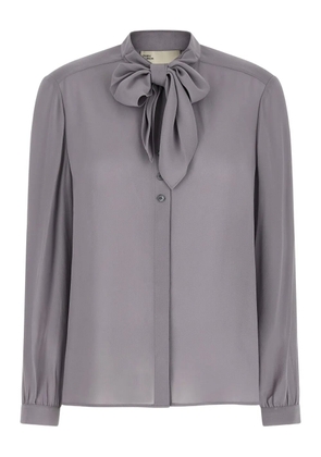 Tory Burch Georgette bow mandarin collar blouse - Grey