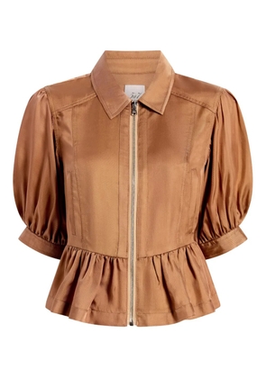 Cinq A Sept Daphne puff-sleeve ruffled jacket - Brown