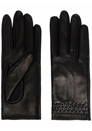 Manokhi embroidered-detail leather gloves - Black