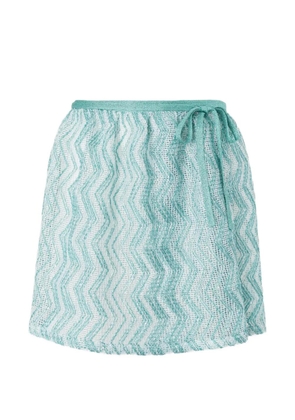 Missoni zigzag-pattern side-tie mini skirt - Blue