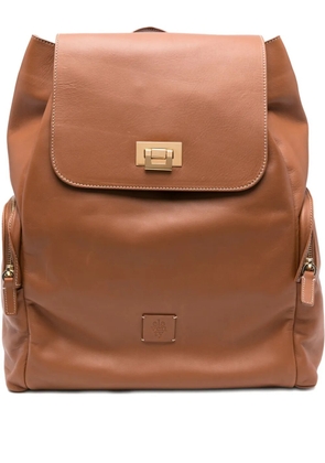 Eleventy flap-fastening leather backpack - Brown